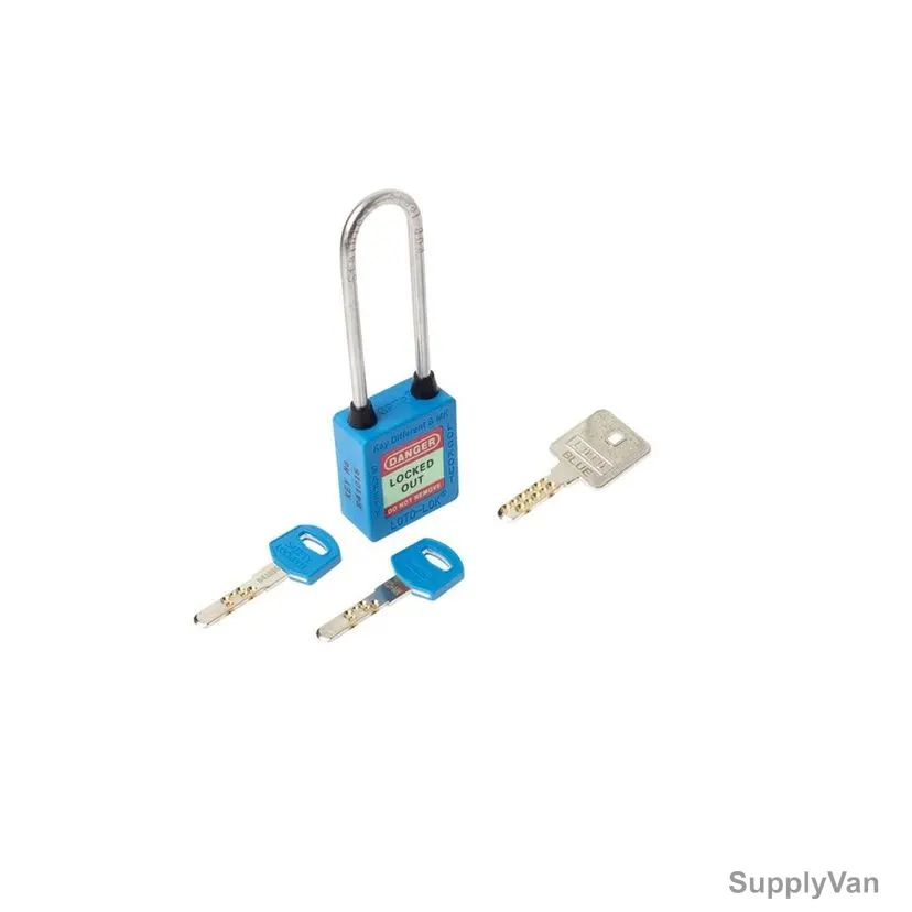 Loto-Lok Three Point Traceability Lockout Padlock, 3PTPBKDMKL80, Nylon and Stainless Steel, 80 x 5MM, Blue