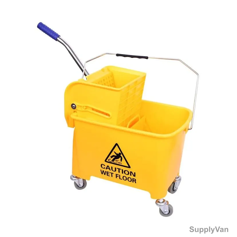 Mop Bucket With Side Press Wringer, BT01Y-3, Plastic, 20 Ltrs, Yellow