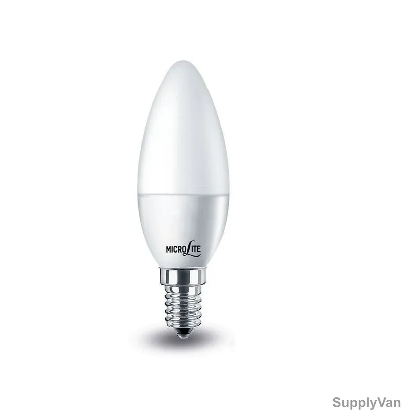 Microlite Frosted LED Candle Lamp, M-CL6W-WE14, E14, 6W, 3000K