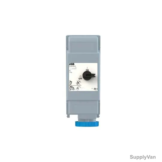 Abb Heavy Duty Vertical Switched Interlocked Socket, 2125MVS6WH, 200-250V, IP67, 125A, 2P+E, Blue