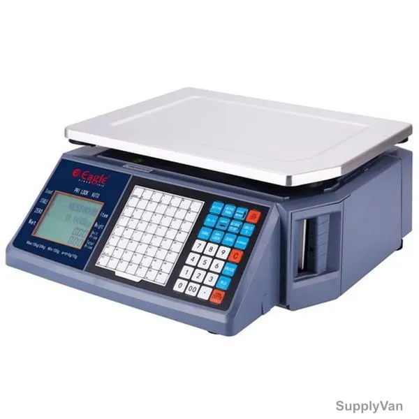 Eagle Rear Type Barcode Label Printing Weighing Scale, T30-EBR-Rear, 30 Kg, Blue/Silver — image 1