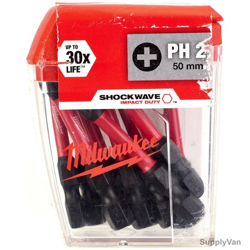 Milwaukee Impact Duty Screwdriving Bit Set, 4932430855, Shockwave, PH2 x 50MM, 10 Pcs/Set