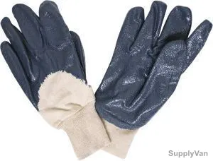 Power Tool Cotton Liner Nitrile Safety Gloves, ZA052, Blue and Grey, PK12