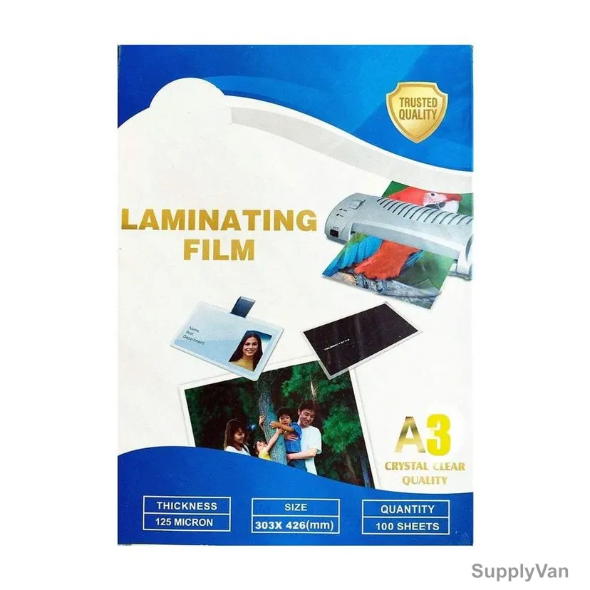 Sadaf Laminating Sheet, A3, 125 Micron, 303MM Width x 426MM Length, 100 Pcs/Pack