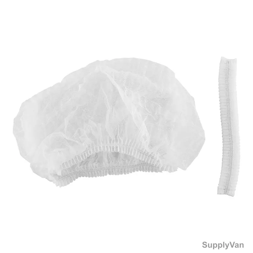 Disposable Clip Cap, Non-Woven Polypropylene, 18 Inch, 10 GSM, White, 100 Pcs/Pack — image 1