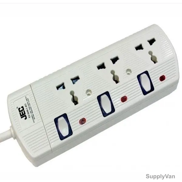 JEC 3 Way Extension Socket, EX-5648-3, 3 Mtrs, White
