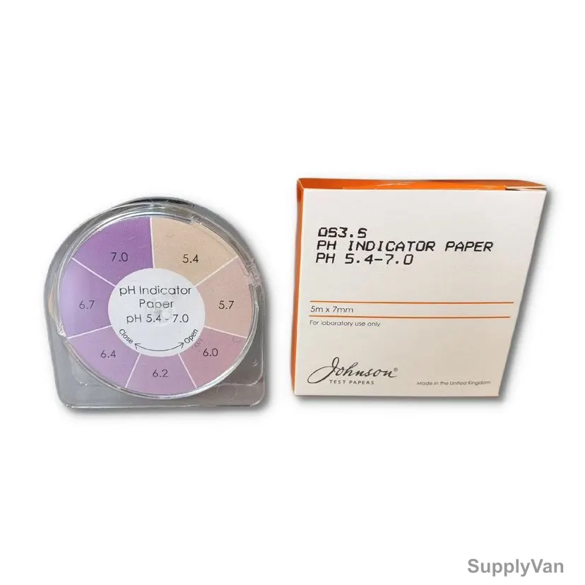 Johnson Comparator Test Paper, 053.5, 5.4 to 7.0 pH, 7MM Width x 5 Mtrs Reel Length