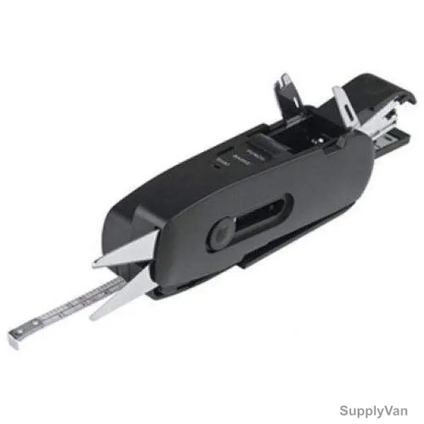 Office Combo 10 in 1 Toolkit Scissors Measuring Tape Stapler Opener Punch Ruler, 5 Inch, Black