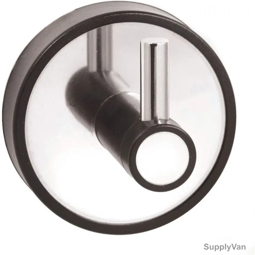 Kapitan Single Hook Towel Holder, 62-09, Optimo, Stainless Steel/ABS, Polished, 5.8CM Dia, Silver/Black — image 1