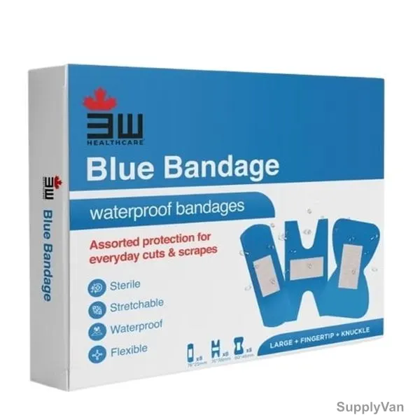 3W 3 In 1 Waterproof Bandage, 3WM-NO-139, Blue, 24 Pcs/Set