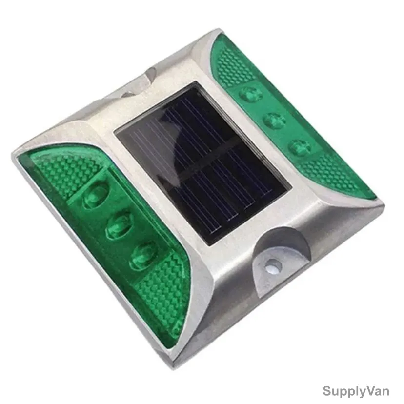 LED Solar Road Stud, Aluminium, 2.5CM Height x 10.5CM Width x 12.5CM Length, Green — image 1
