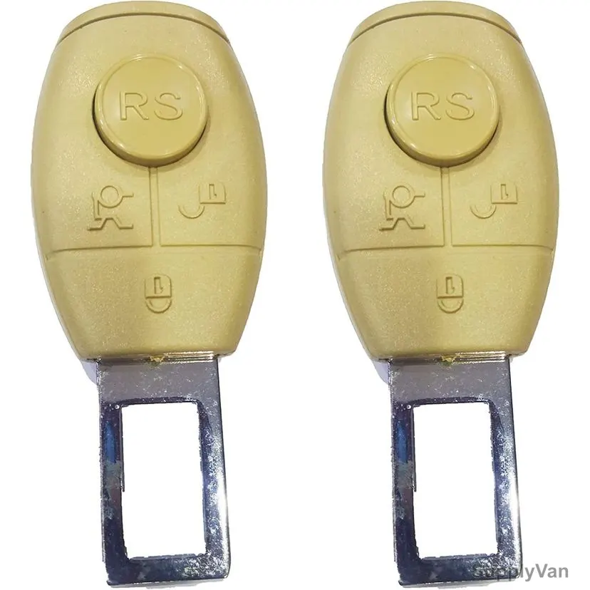 Adjustable Car Safety Seat Belt Buckle Clip, ABS Plastic/Metal, Beige, 2 Pcs/Pack