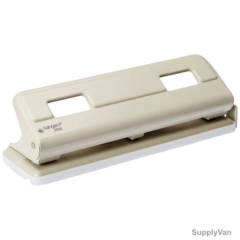 Kangaro 3 Hole Paper Punch Machine, 2030, Metal, 16 Sheets, Beige