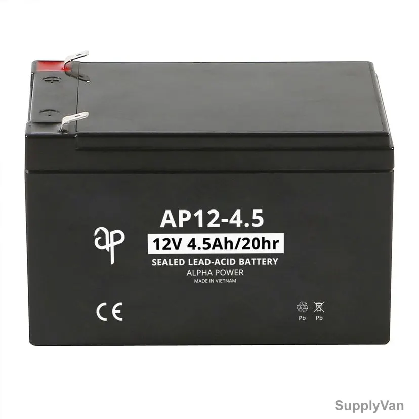 Alpha Power VRLA AGM Battery, AP12-4-5, 12V, 4.5Ah