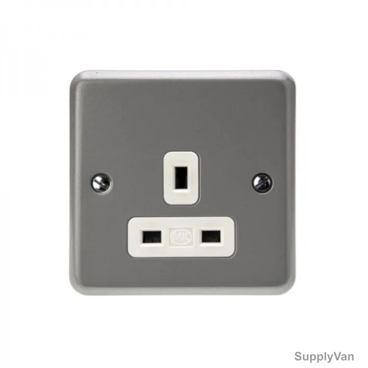 Mk Unswitched Socket, K848ALM, Metalclad Plus, 13A, 230VAC, 1 Gang, Grey — image 1