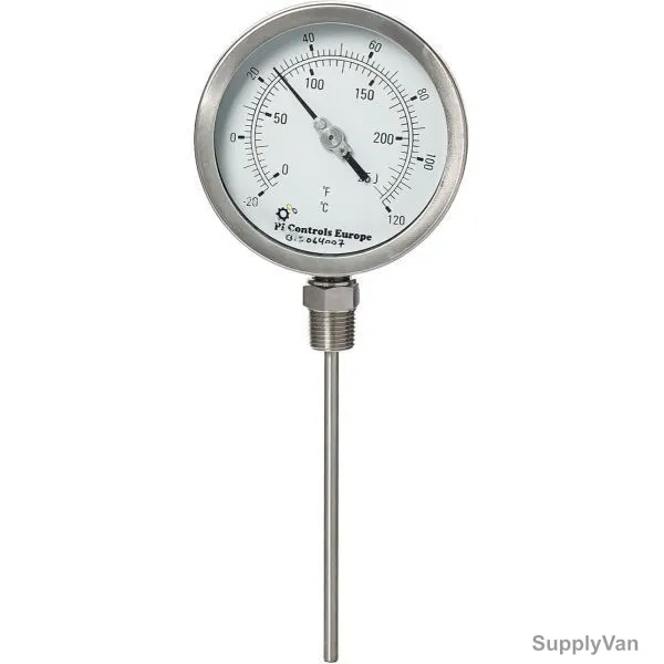 PI Control Temperature Gauge, TG6-100D-20-120-150L, 100x150MM, 1/2 Inch, MNPT