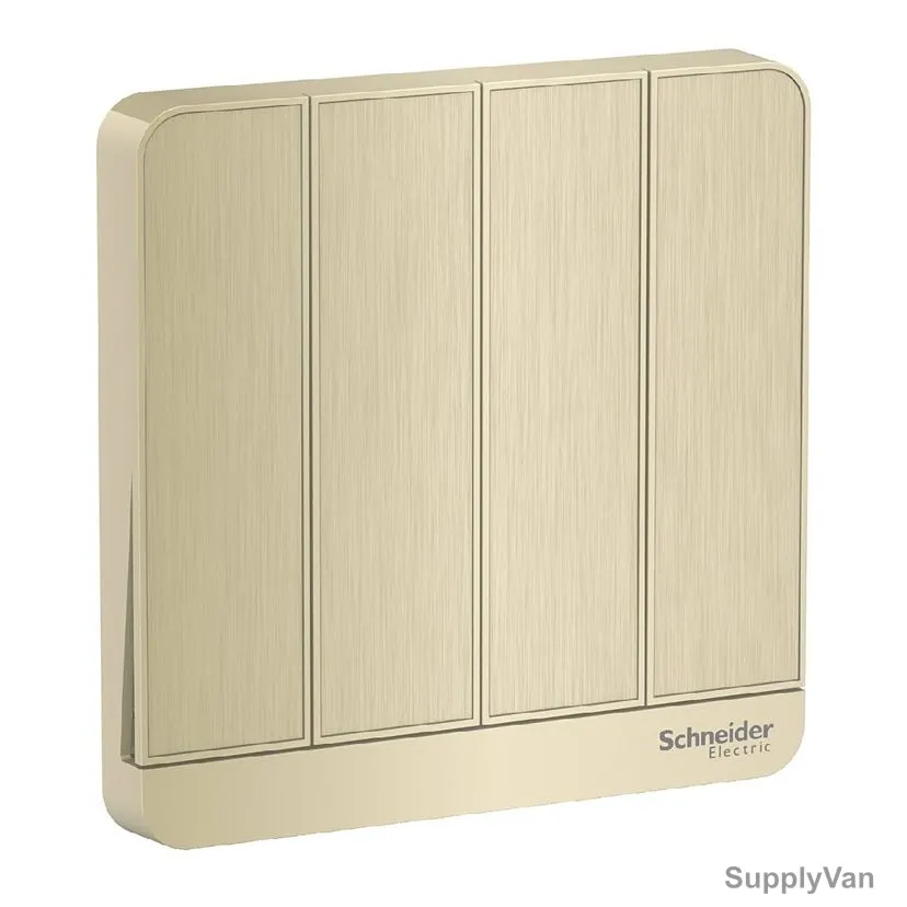 Schneider Electric Electrical Switch, AvatarOn, 4 Gang, 16AX, 250VAC, Metal Gold Hairline