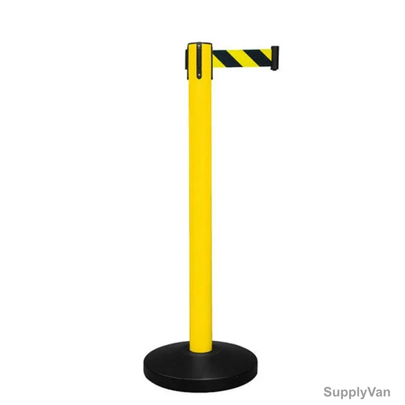 Warrior Connectable Queue Barrier With 3.5 Mtrs Nylon Belt, 345MM Base Dia, 65MM Width x 1070MM Height — image 1