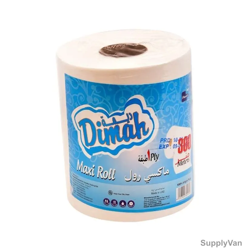 Dimah Maxi Roll Tissue, 1 Ply, 800 Mtrs, White