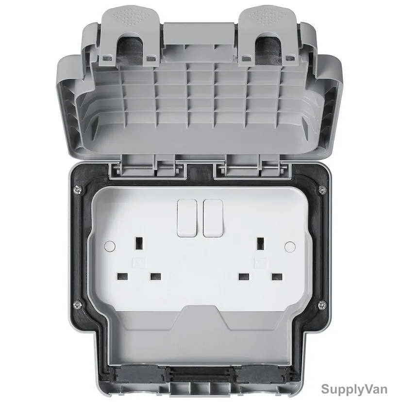 Mk Switched Socket, K56482GRY, 2 Gang, 13A, Grey — image 1