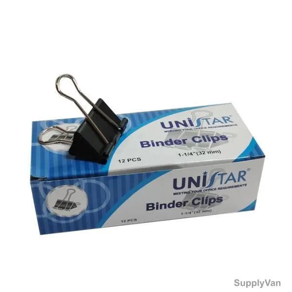Unistar Binder Clip, 32MM, Black, 12 Pcs/Pack — image 1