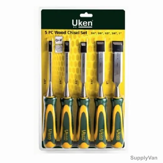 Uken Carpenter Chisel Set, U4551, CrV Steel, Ergonomic, TPR, 4PCS