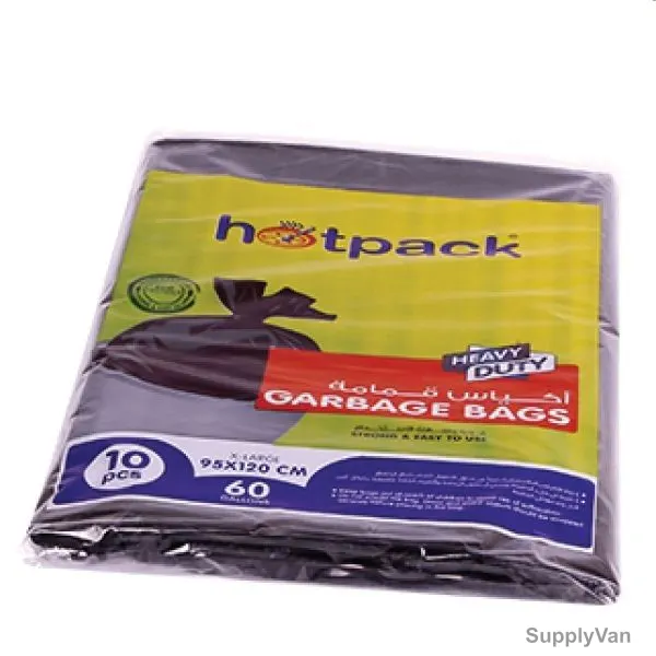 Hotpack Heavy Duty Garbage Bags, GH95120, 60 Gallons, Black, 200 Pcs/Carton — image 1