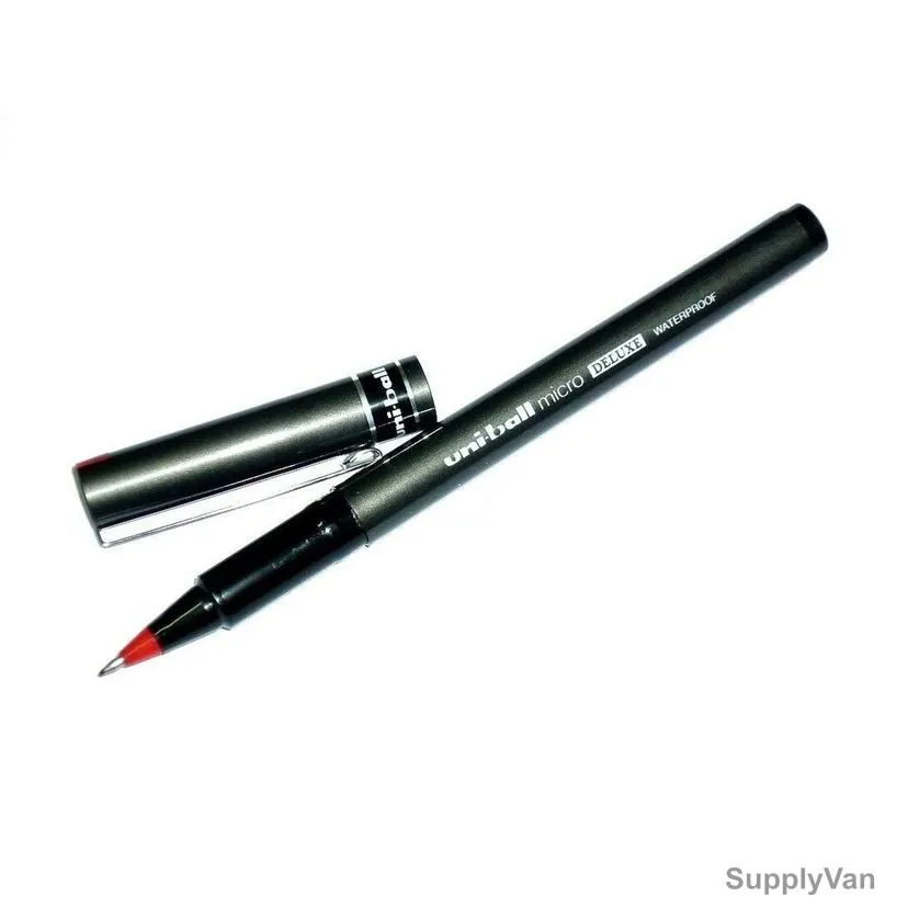 Uni-Ball Roller Ball Pen, UB155, Deluxe, Micro, Red, 12 Pcs/Pack