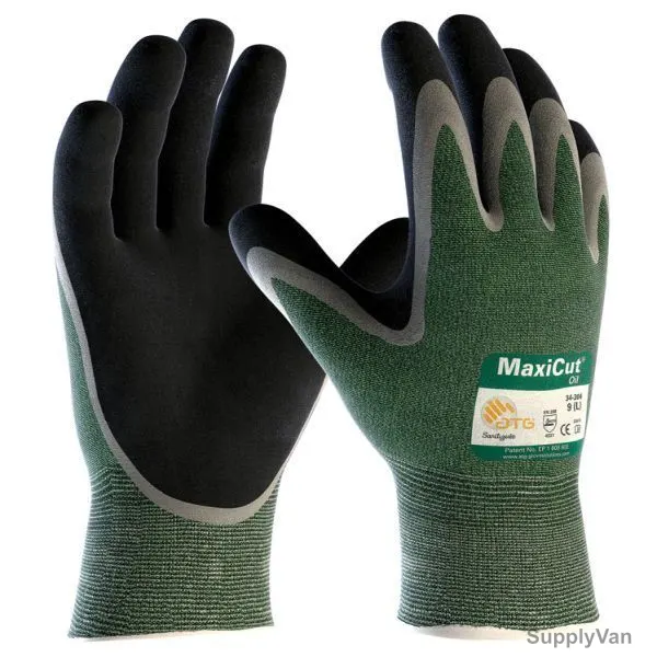 ATG Cut-Resistant Gloves, 34-304, MaxiCut Oil, XL, Green