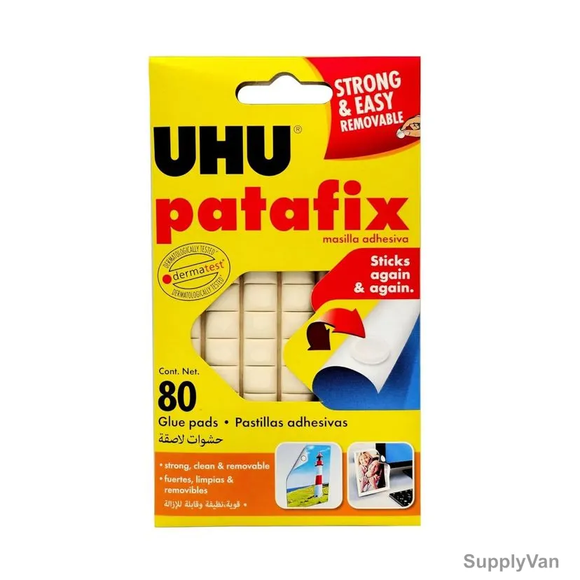 Uhu Patafix Removable and Reusable Adhesive Pad, 3-39192, Paper/Wood, White, 80 Pcs/Pack — image 1