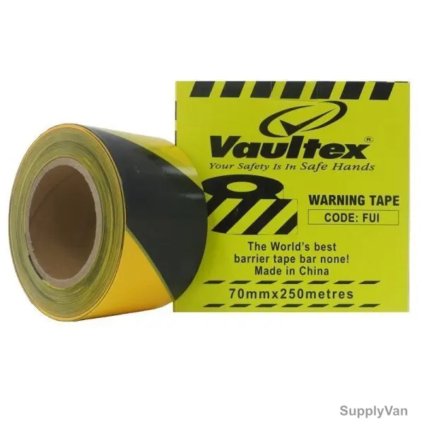 Vaultex Warning Tape, FUI, 70MMx250 Mtrs