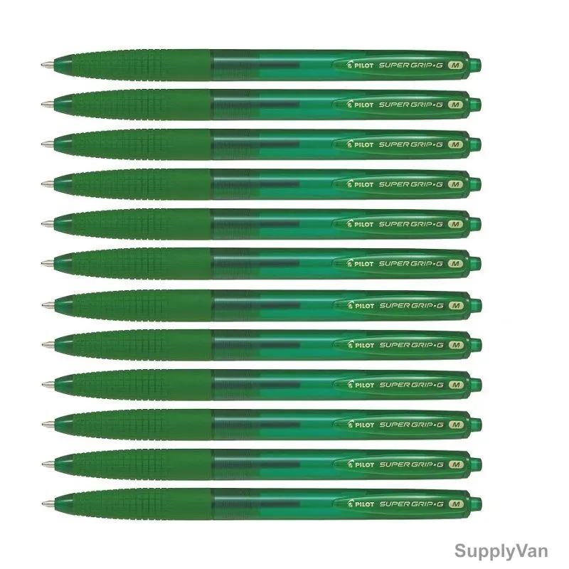 Pilot Retractable Ballpoint Pen, BPGG-8RM-G, Super Grip G, 1MM, Green, PK12
