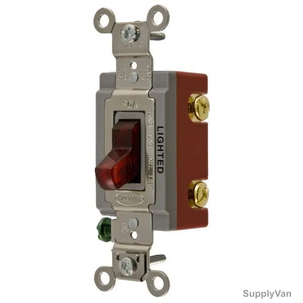 Hubbell 2 Way Toggle Switch, HUBHBL1221ILR, 20A, 120-277VAC