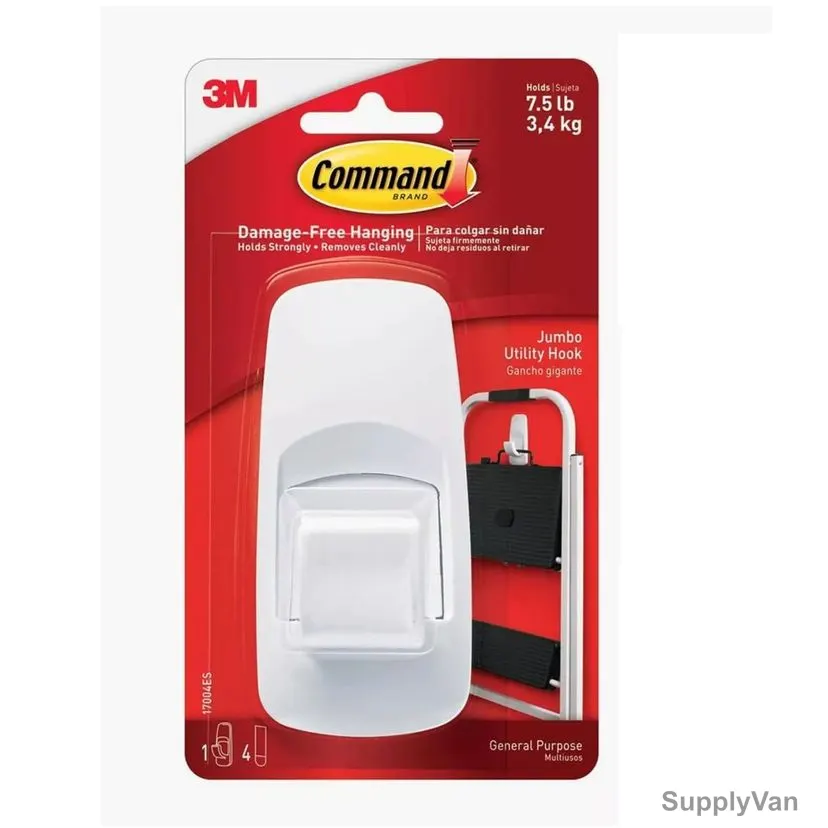 Command Jumbo Utility Wall Hook, Plastic, 3.4 Kg Loading Capacity, White — image 1
