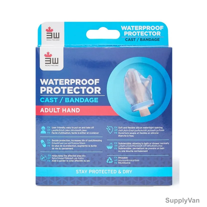 3W Adult Hand Waterproof Bandage Protector, 3W-2104, 19 x 16CM, Clear — image 1