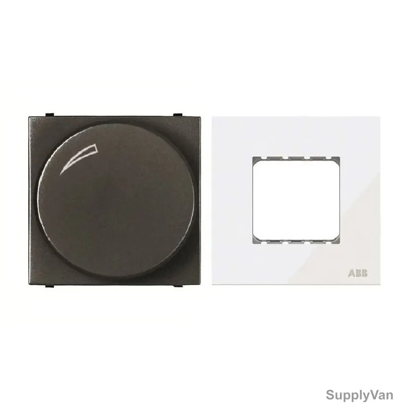ABB Rotary Dimmer With Half/Double Rocker Frame, AMD60344-AN-plus-AMD5144-WG, Millenium, 1 Module, 1 Gang, 2 Pcs/Set