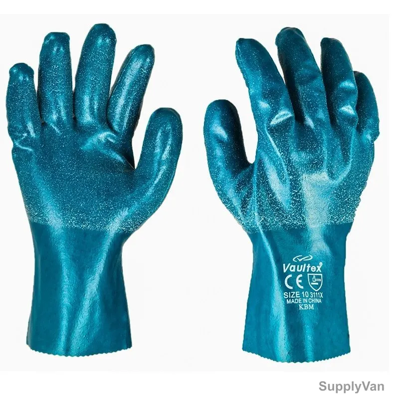 Vaultex Nitrile Granular Interlock Gloves, KBM, Size10, Blue