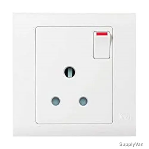 Mk Single Pole DP Switch Socket With Neon, MV2493WHI, Essential, Polycarbonate, 1 Gang, 15A, White