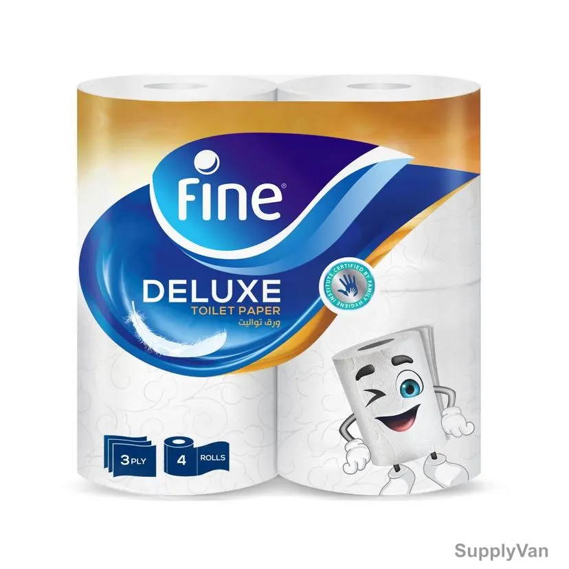 Fine Toilet Paper Roll, Extra Strong, 150 Sheets x 3 Ply, White, PK4