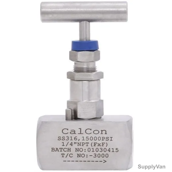Calcon Needle Valve, 15000 Psi, 1/4 Inch, FxFNPT