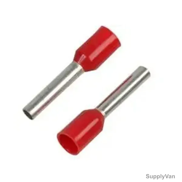 Bootlace Ferrule, E6012, 10 AWG, 6 SQ.MM x 12MM Length, Red, 100 Pcs/Pack