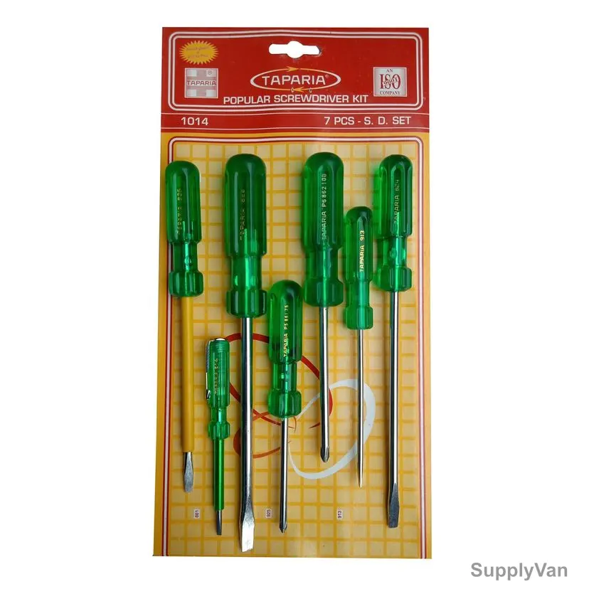 Taparia Flat Screwdriver, Alloy Steel, 7 Pcs/Set