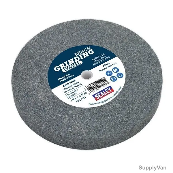 Sealey Grinding Stone, BG200-16, A36Q Coarse, 200MM Dia x 25MM Width, 16MM Bore Dia
