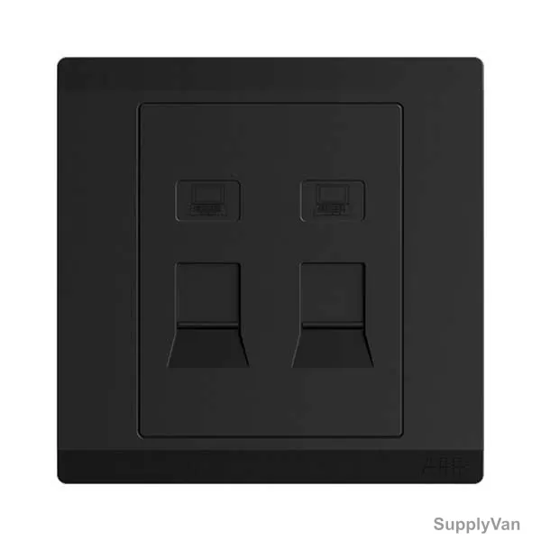 Abb Data Socket Outlet, BL332-885, lnora, 2 Gang, RJ45, Cat 5e, Starry Black