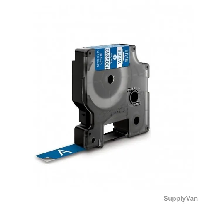 Dymo Vinyl Label Tape, 1805243, 12MM, White On Blue — image 1