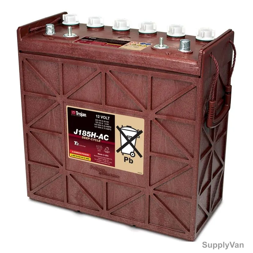 Trojan Flooded Lead Acid Battery, J185H-AC, 12V, 225Ah/20Hr