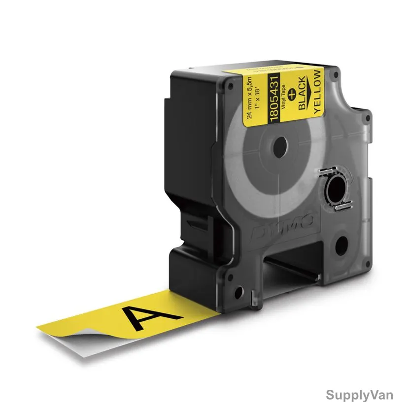Dymo Vinyl Label Tape, 1805431, 24MM, Black On Yellow