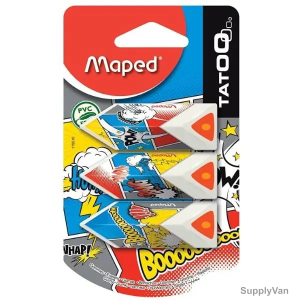 Maped Pyramid Shaped Eraser, MD-119510, Multicolor, 3 Pcs/Pack