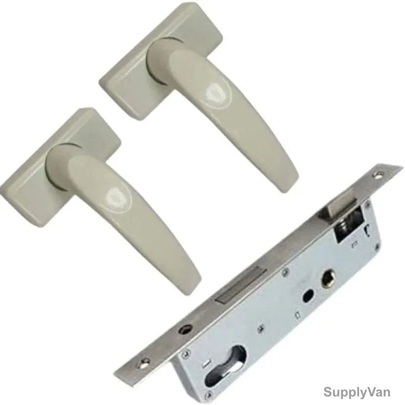 Robustline Door Lever Handle and Lockbody Set, 224, Aluminium, 20MM, Beige, 3 Pcs/Set — image 1