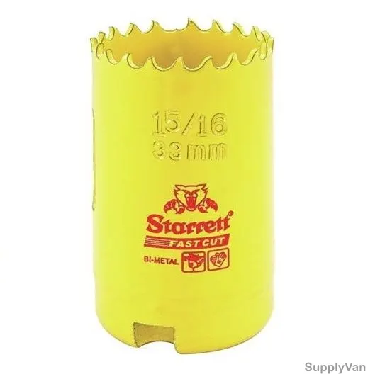 Starrett Hole Saw, FCH0156, High Speed Steel, 33MM, 5.5 TPI, Yellow